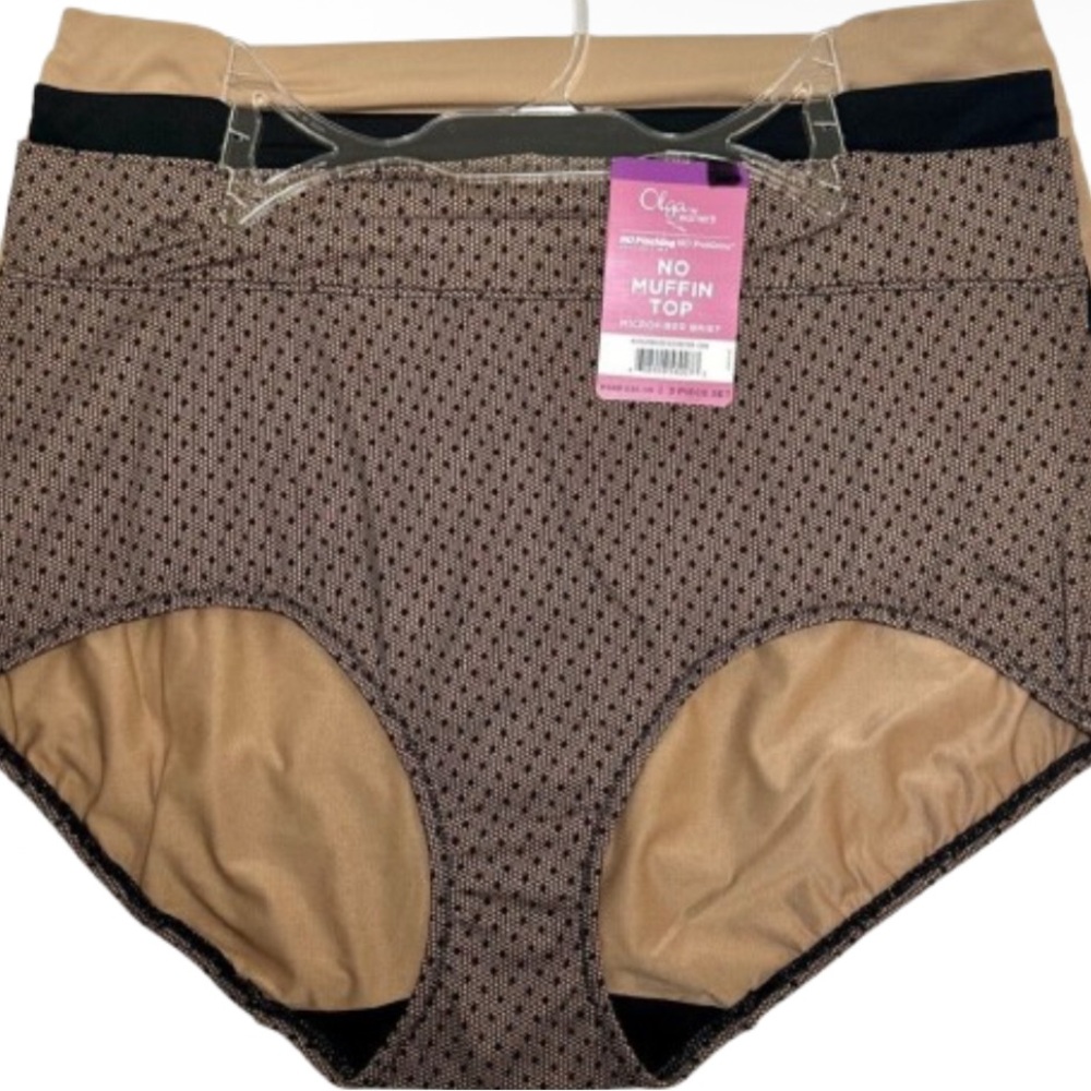 🤎 NWT 3XL Olga Tan and Black Pack of 3 Boybrief Panties 🎀